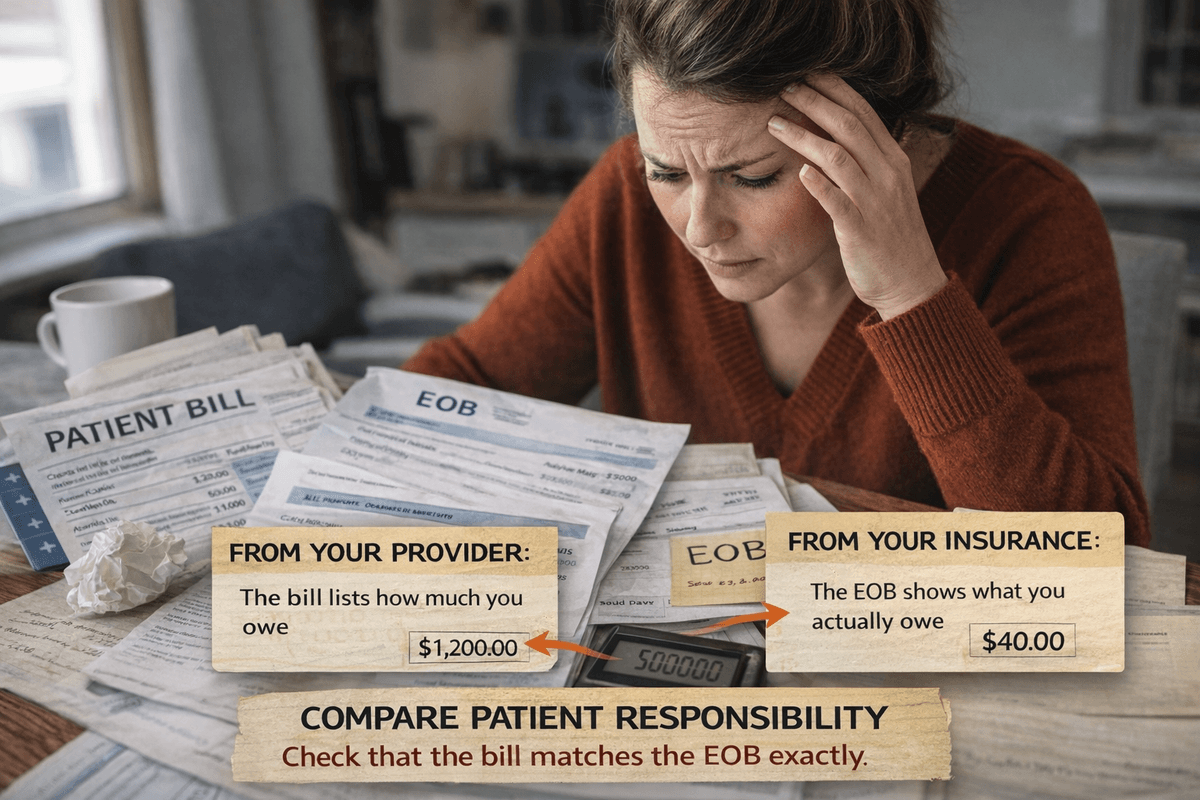 Medical bill vs. EOB — compare patient responsibility before you pay